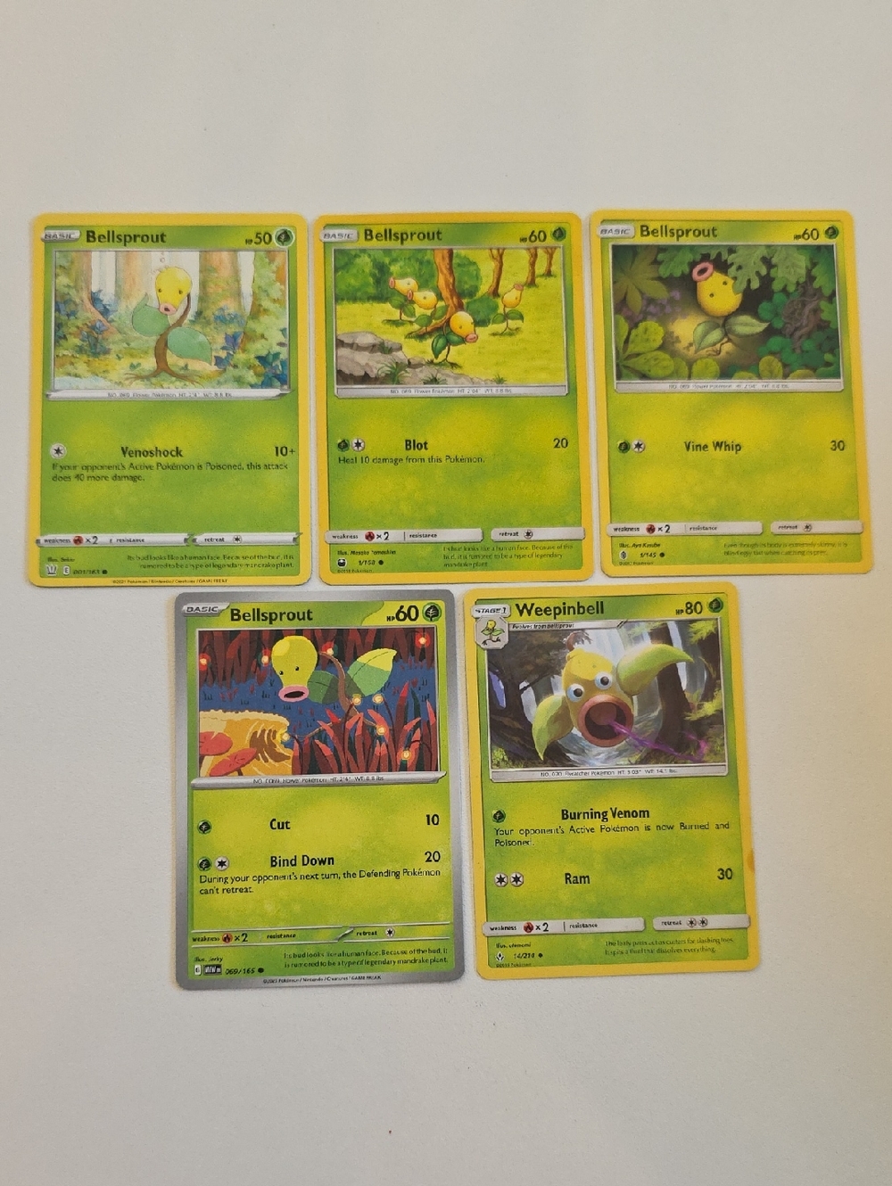 Pokemon Bellsprout And Weepinbell Trading Cards